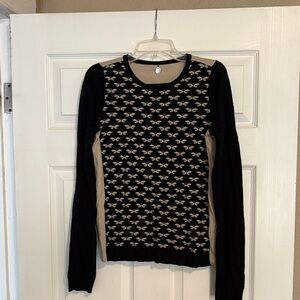 Black and Beige Butterfly Patterned Sweater